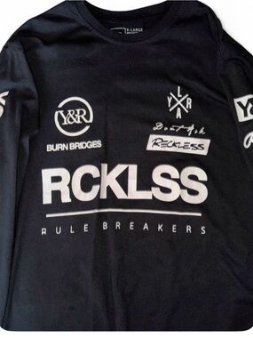 Young & Reckless Black Graphic Short Sleeve Tee with White Logos